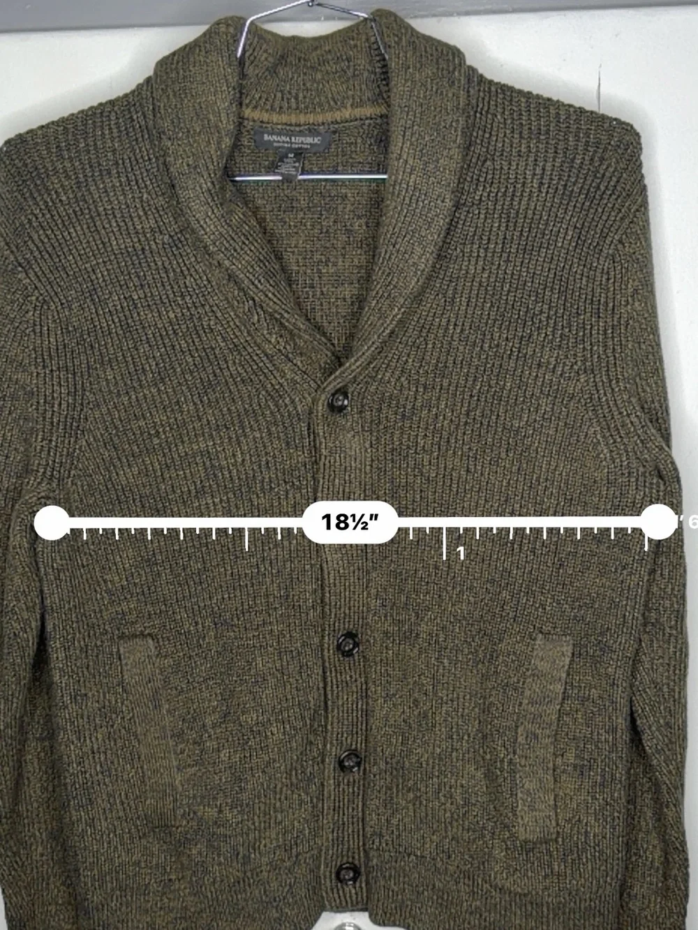 Banana Republic Shawl Collar Cardigan Sweater Men’s Medium Green Ribbed